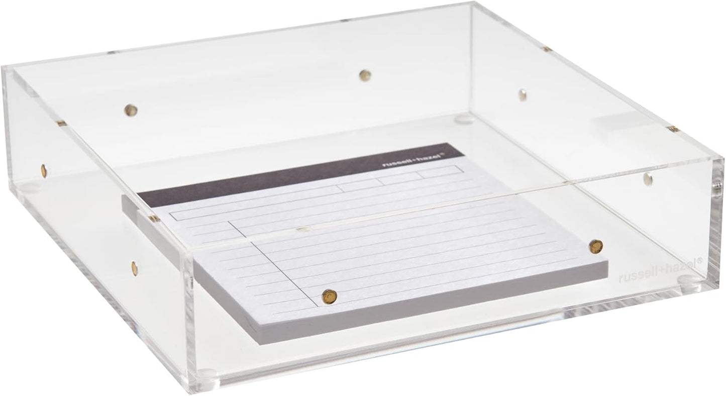 russell+hazel Acrylic Compartment Bloc, 12” x 4” x 1.5," 3 Moveable Dividers, 1 Count, 98141