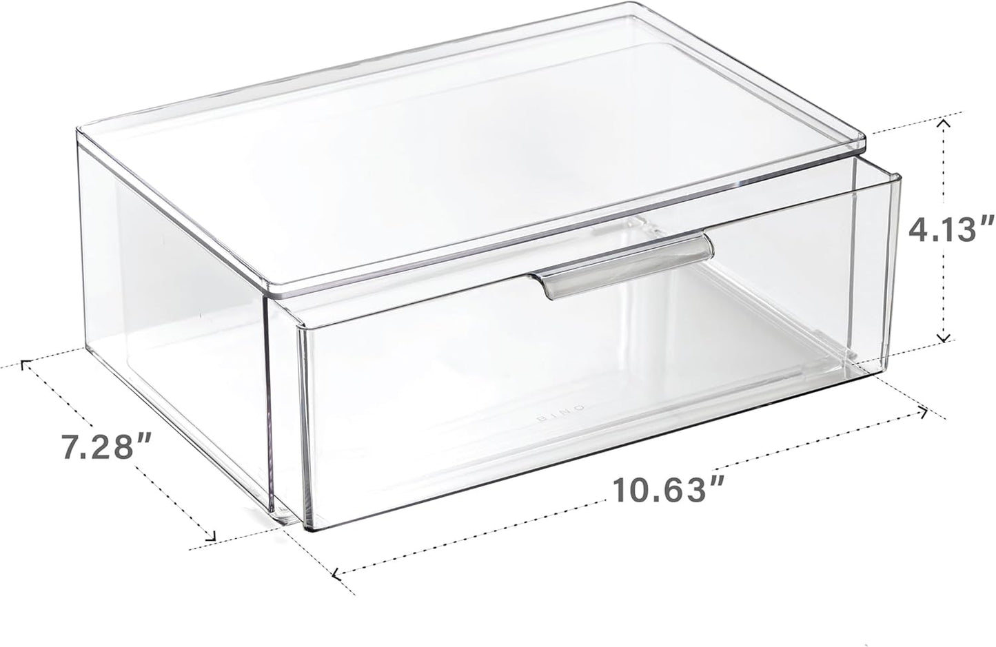 BINO | Clear Stackable Storage Drawers, Medium - 2 Pack | Clear Storage Drawers with Built-In Handles | Durable Plastic Organizer Drawer | Modular Stackable Drawer Acrylic Organizer