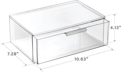 BINO | Clear Stackable Storage Drawers, Medium - 2 Pack | Clear Storage Drawers with Built-In Handles | Durable Plastic Organizer Drawer | Modular Stackable Drawer Acrylic Organizer