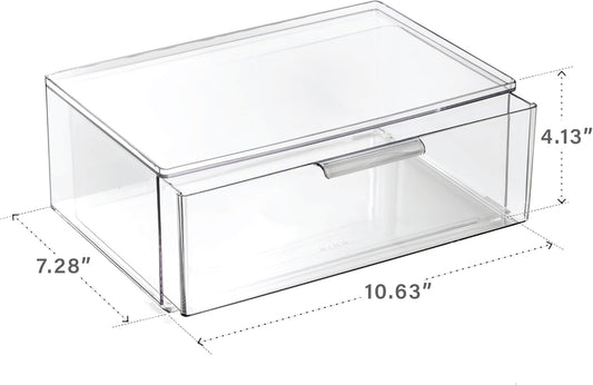 BINO | Clear Stackable Storage Drawers, Medium - 2 Pack | Clear Storage Drawers with Built-In Handles | Durable Plastic Organizer Drawer | Modular Stackable Drawer Acrylic Organizer