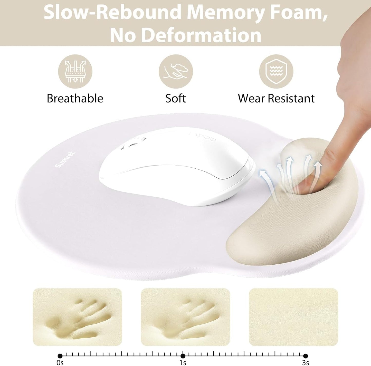 Sushret Mouse Pad and Keyboard Wrist Rest, 3-in-1 Gel Memory Foam Ergonomic Mouse Pad with Wrist Rest Set,Gaming Mousepad Arm Cushion Support for Computer Office Desk Accessories Cute Setup,Sage Green