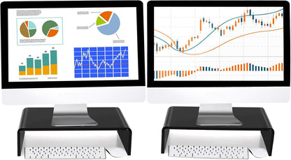 Jetec 2 Pcs Acrylic Monitor Stand Desktop Video Acrylic Monitor Riser Desk Shelf Computer Stand for Laptop TV Computer Screen Desk Organizer Teacher's Day Supplies (Clear, 12 x 8 x 3 Inch)