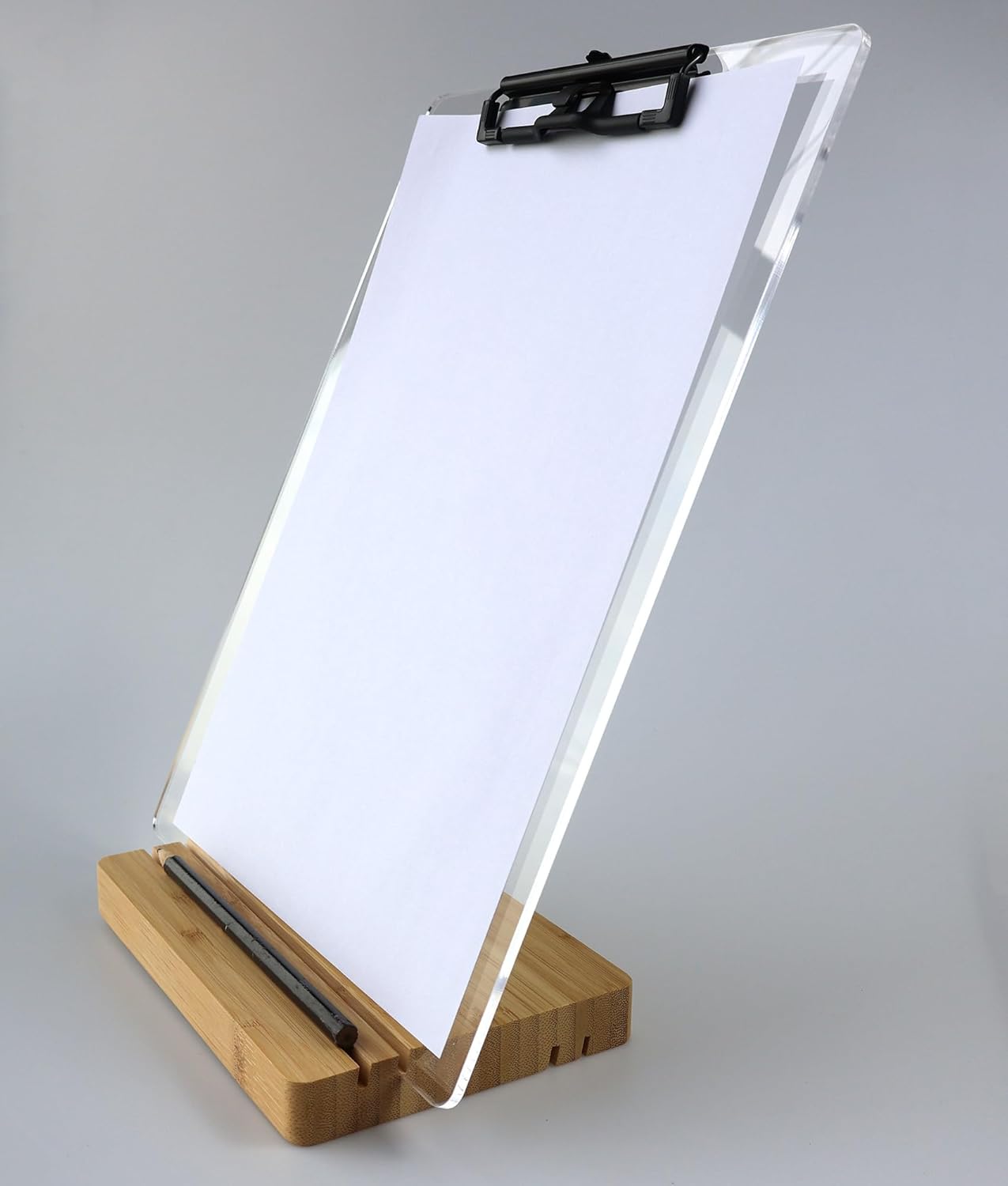 A5 Half Letter Clipboard with Stand,Clear Acrylic Freestanding Memo Size Clipboards,Document Typing Paper Stand,Menu Display Board,Receipt Holder (6"×9")