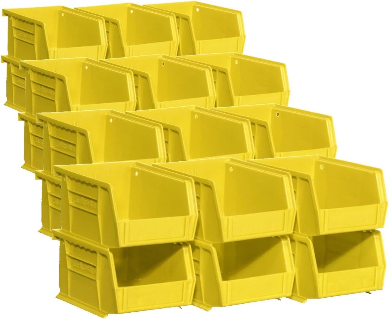 Akro-Mils 30210 AkroBins Plastic Storage Bins, Space-Saving Stackable Bins for Garage, Pantry, Craft Organization, 5" x 4" x 3", Stone, 6-Pack