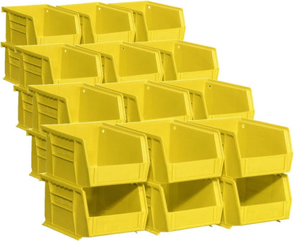 Akro-Mils 30210 AkroBins Plastic Storage Bins, Space-Saving Stackable Bins for Garage, Pantry, Craft Organization, 5" x 4" x 3", Stone, 6-Pack