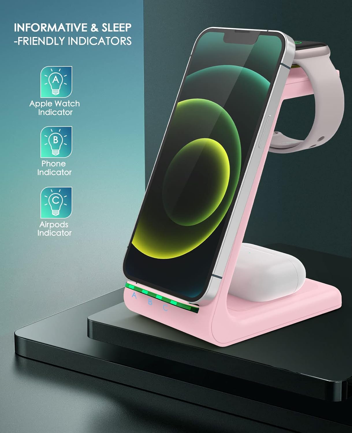 3 in 1 Wireless Charging Station, 2026 Upgraded Fast Desk Charger Station for iPhone 17 16 15 14 13 12 Pro Max Plus, Charger Stand for Apple Watch 10 9 8 7 6 5 4 3 2 SE, Airpods 4 3 2 Pro(Black)
