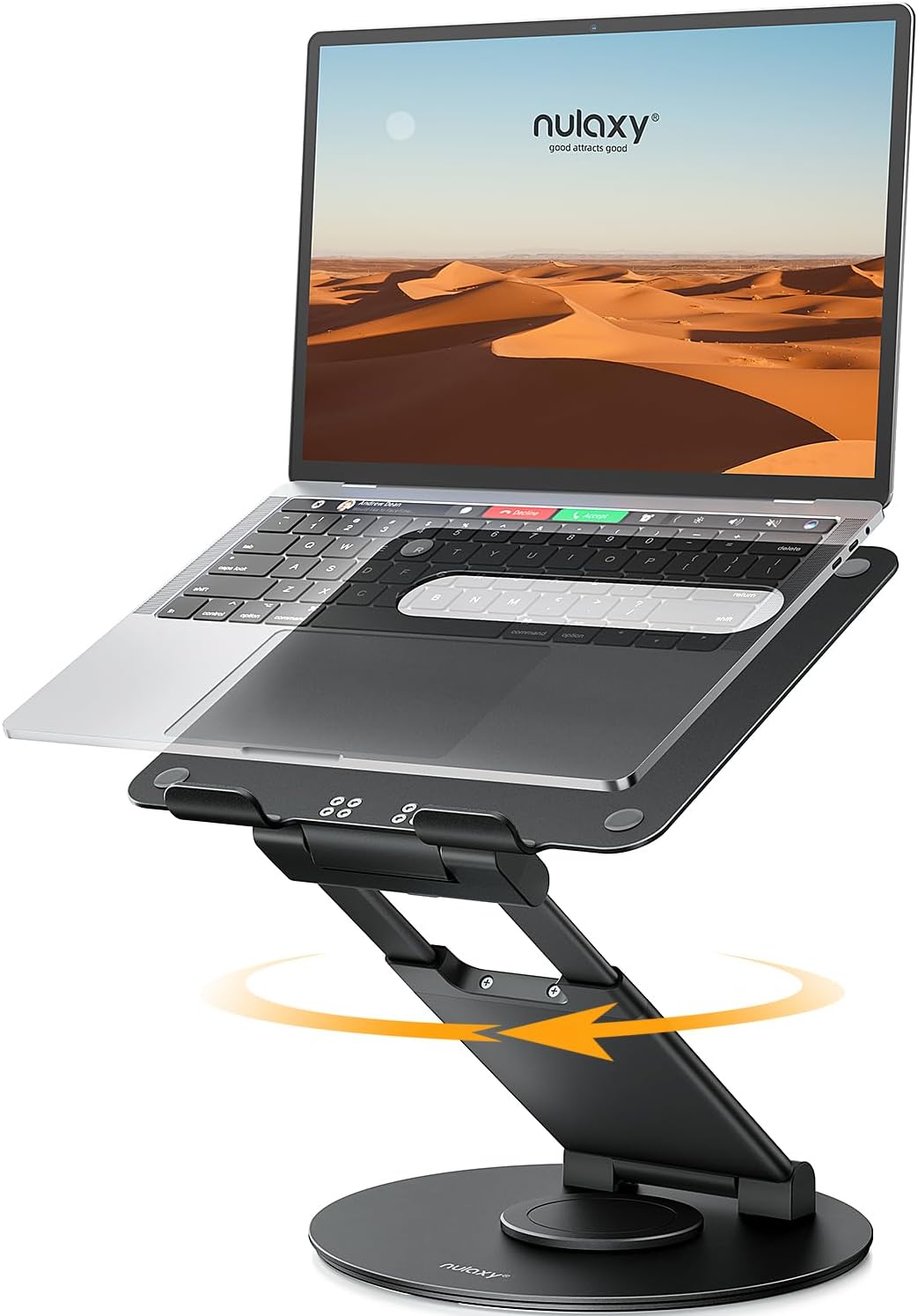 Nulaxy Telescopic 360 Rotating Laptop Stand for Desk Adjustable Height Swivel Pull Out Design Ergonomic Laptop Riser Standing Desk Converter Fits All 10-17" Laptops Computer MacBook, Gray