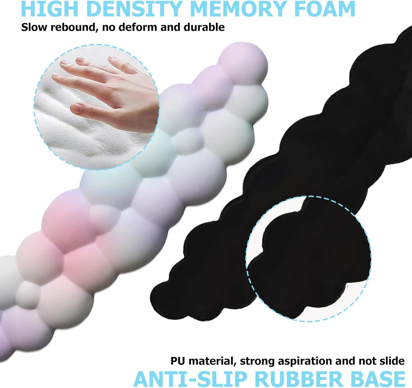 Ergonomic Keyboard Wrist Rest, PU Leather Memory Foam Cloud Wrist Rest for Computer Keyboard, Mouse Wrist Rest and Keyboard Pad for Gaming, Office, Computer, Laptop, Typing Pain Relief, Pastel Pink