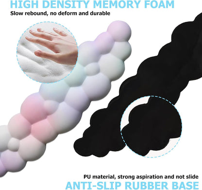 Ergonomic Keyboard Wrist Rest, PU Leather Memory Foam Cloud Wrist Rest for Computer Keyboard, Mouse Wrist Rest and Keyboard Pad for Gaming, Office, Computer, Laptop, Typing Pain Relief, Pastel Pink