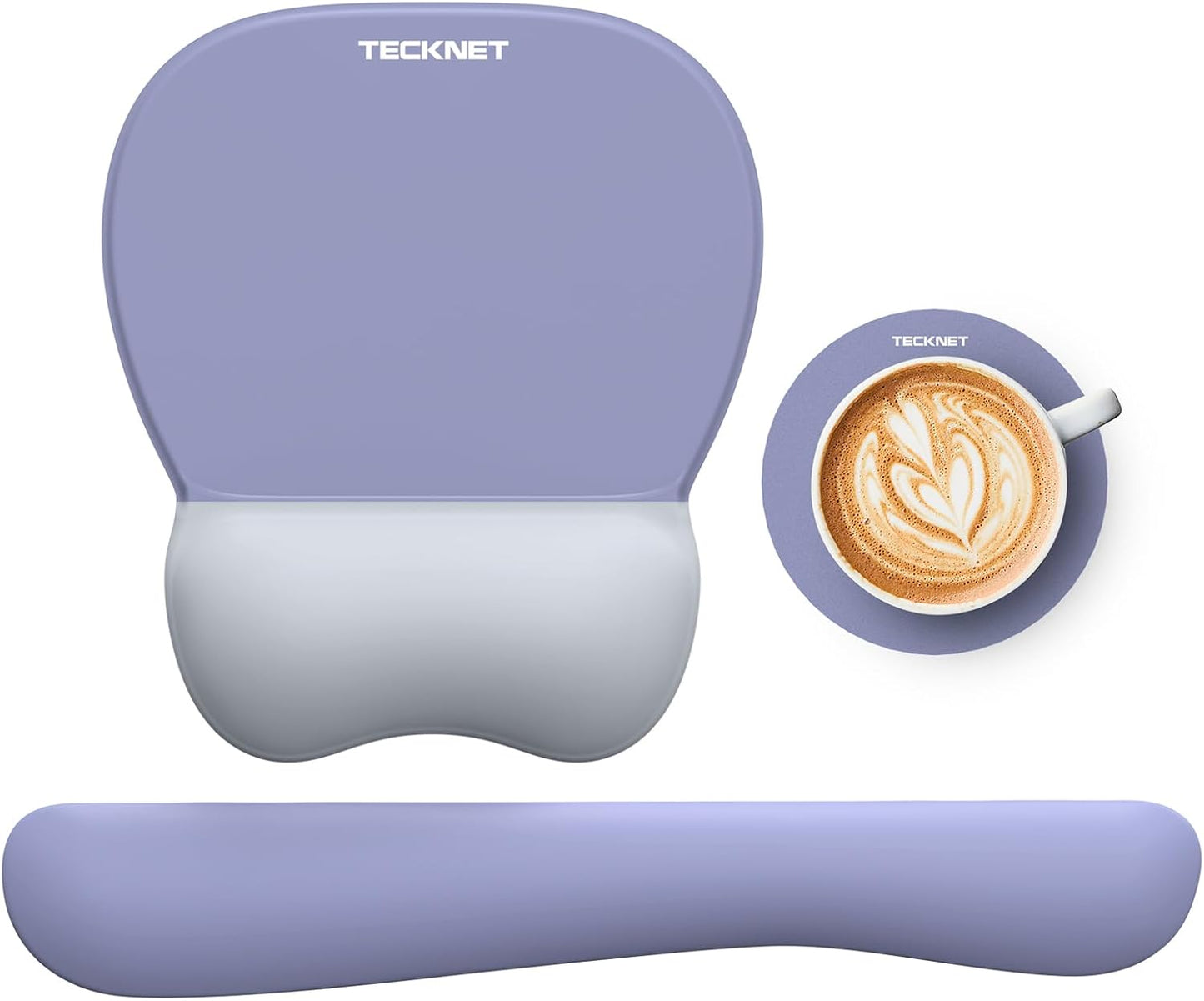 TECKNET Gel Mouse Pad with Wrist Rest, 3 in 1 Keyboard Wrist Rest for Pain Relief, Non-Slip PU Base & Easy Typing, Ergonomic Mousepad Set for Office & Home（Black）