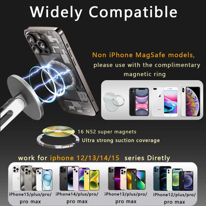 Magnetic Phone Stand for Desk, Heightened Adjustable Foldable, Compatible with iPhone 16/15/14/13/12 All Series/Mag-Safe Case (Silver)