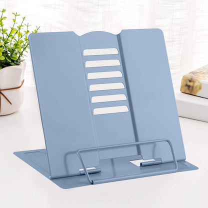 MSDADA Desk Book Stand Metal Reading Rest Book Holder Adjustable Cookbook Documents Holder for Recipes Textbooks Tablet Music Books, Mom Gifts, Gifts for Grandma Mom Mothers Day(Light Purple)