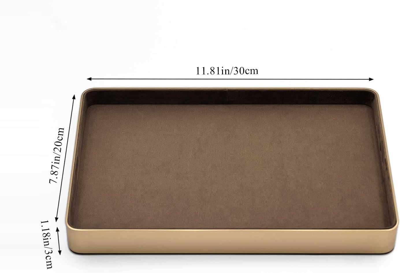 Metal Jewelry Tray, Valet Tray, Bedside Table and Desktop Organizer. It is Stackable and can be Used to Display Watches, Rings, Earrings and Bracelets（Brown）