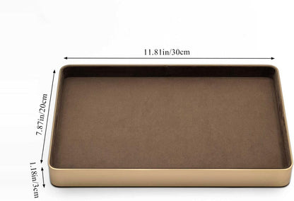 Metal Jewelry Tray, Valet Tray, Bedside Table and Desktop Organizer. It is Stackable and can be Used to Display Watches, Rings, Earrings and Bracelets（Brown）