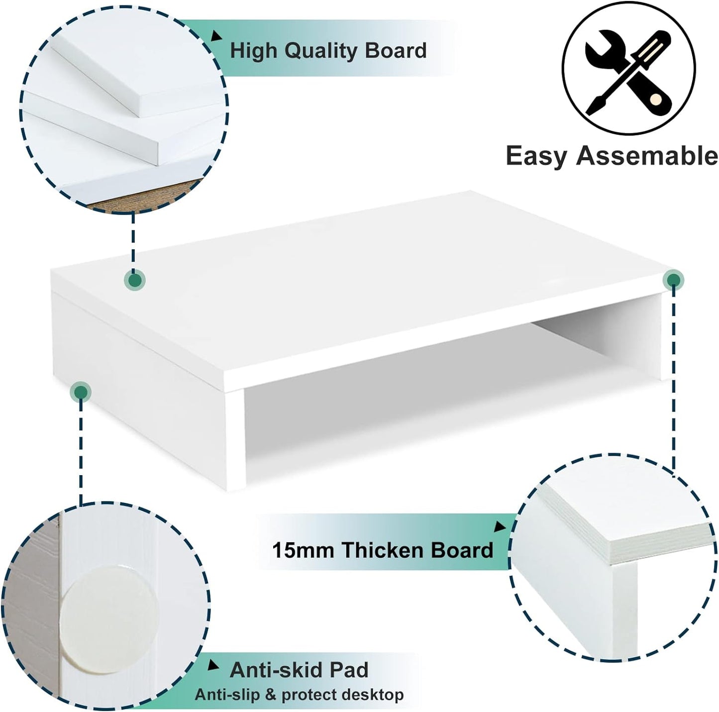 TEAMIX 14.2 inch Monitor Stand Riser, Rustic Brown Wood Monitor Riser with Storage for Desk Small Monitor Stand TV/Screen/PC/Laptop Riser Computer Stand Desktop Shelf (Brown-14.2 inch)