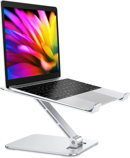 RIWUCT Foldable Laptop Stand, Height Adjustable Ergonomic Computer Stand for Desk, Aluminum Portable Laptop Riser Holder Notebook Mount Compatible with MacBook Pro Air, HP, Dell 10-16"