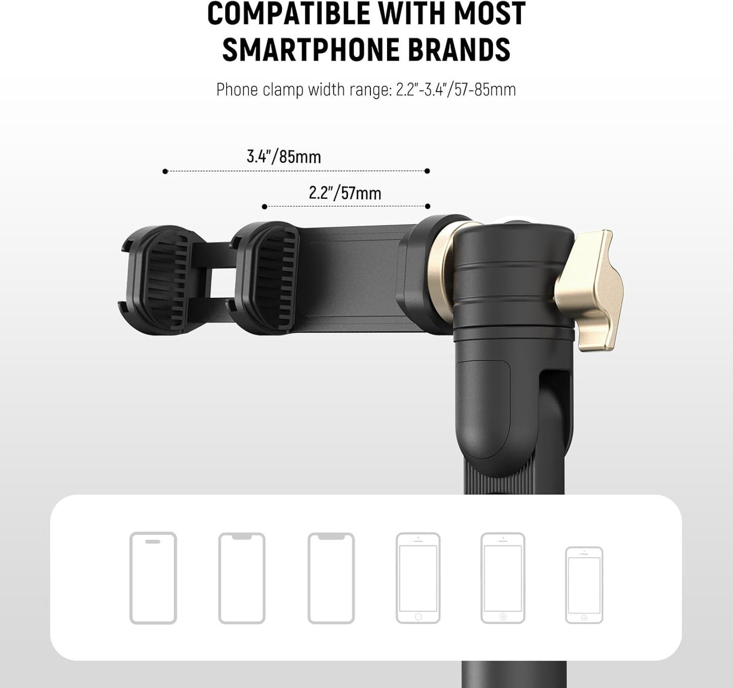 NEEWER Basics Cell Phone Stand for Desk, Adjustable Phone Holder Clamp with Weighted Metal Base, Office Table Phone Mount Compatible with iPhone 16 15 Pro Max Plus Samsung for Video Recording, ST006