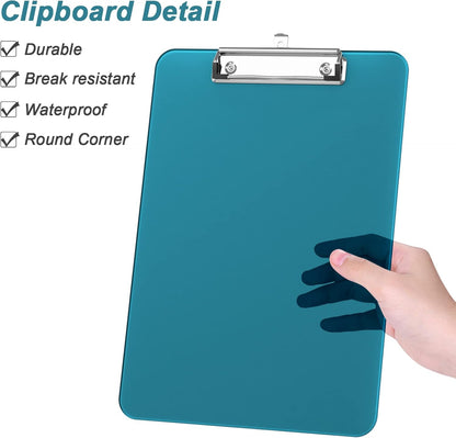 Rimilak 8.5 x 11 Plastic Clipboards Set of 2, Low Profile Metal Clip, Translucent Board, 12.5 x 9 in Letter Size, Office Supply, Back to School, Purple