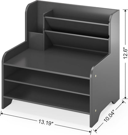 Desk File Organizer 4-Tier Desktop Paper Mail Organizer Document Holder for Home Office Supplies, Office Desk Accessories & Workspace (Nature)