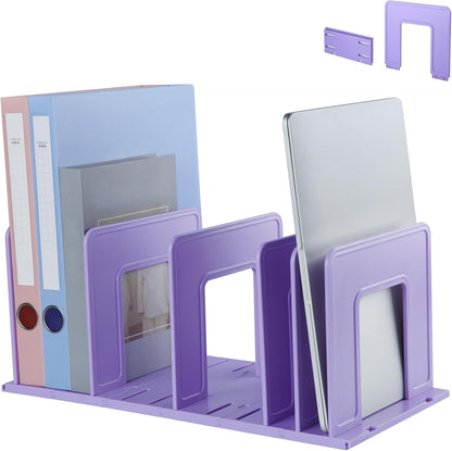 Adjustable Vertical File Sorter Sturdy Plastic Expandable Upright File Holder, Desktop Binder Organizer, School Office File Organizer Bookshelf Divider, Assemble Easily Endlessly, Black