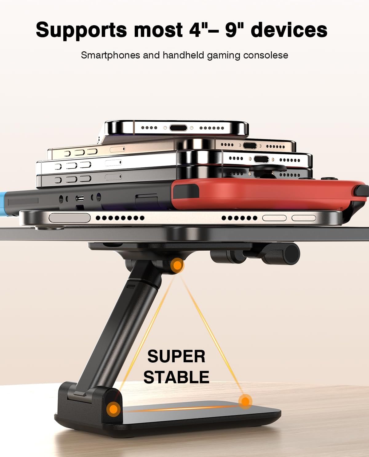 Yoozon 𝟐𝟎𝟐𝟓 𝐔𝐩𝐠𝐫𝐚𝐝𝐞𝐝 Cell Phone Stand for Desk, Adjustable Foldable Phone Holder, Portable Cellphone Stands for All Smart Phones for Switch, Office Desk Accessories