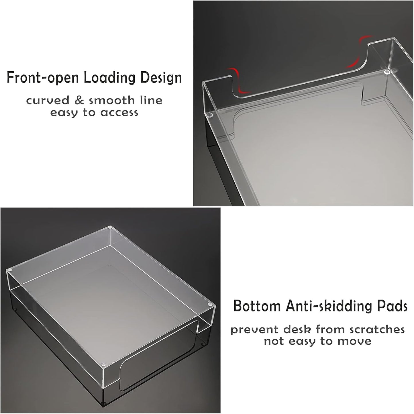 BTSKY 1 Pack Multipurpose A4 File Tray Clear Acrylic Desk Tray Organizer Elegant Letter Size Desk Documents Trays Magazine Files Storage Basket Organizer Bin for Office Cosmetics Bathroom