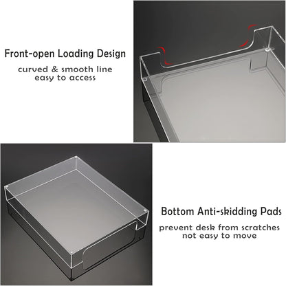 BTSKY 1 Pack Multipurpose A4 File Tray Clear Acrylic Desk Tray Organizer Elegant Letter Size Desk Documents Trays Magazine Files Storage Basket Organizer Bin for Office Cosmetics Bathroom