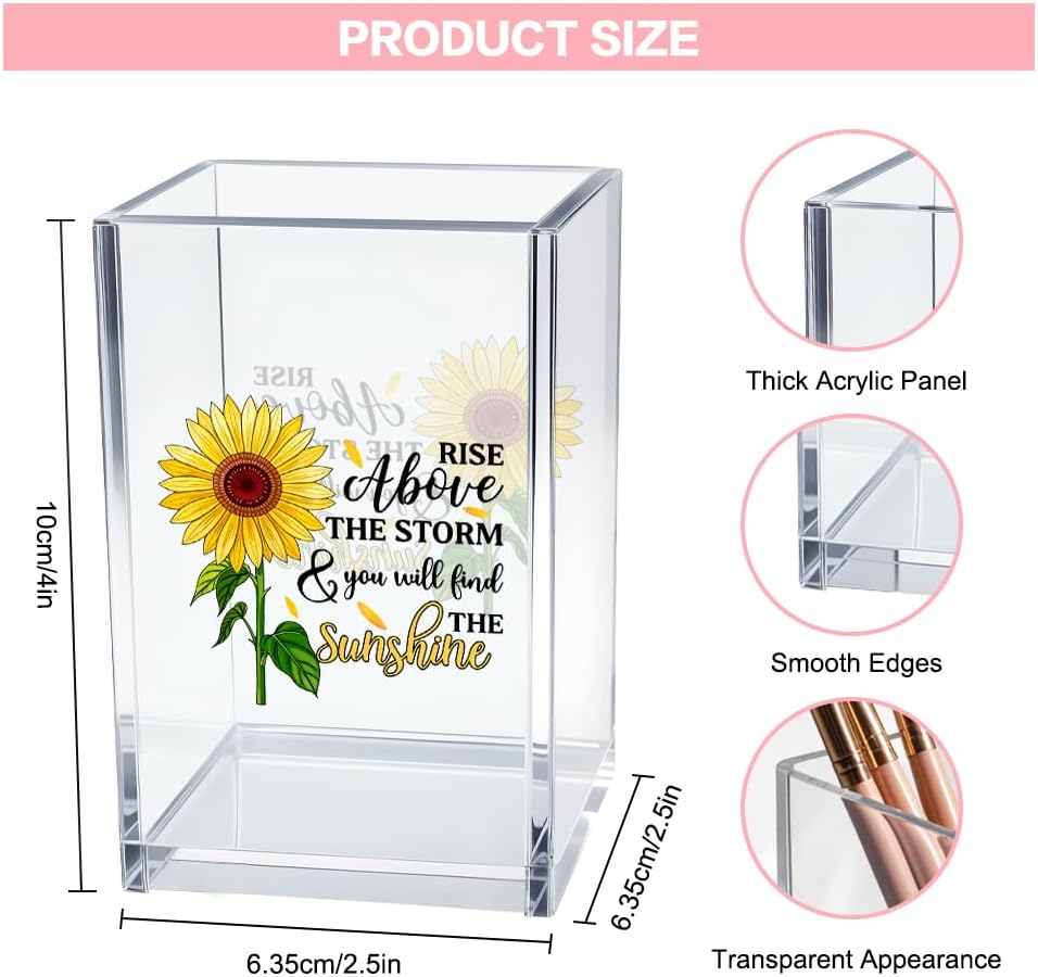 Just Breathe Acrylic Cosmetic Pencil Pen Holder Cup, Hope Inspirational Makeup Brush Organizer Holder, Women Faith Gifts, Encouragement Gifts for Women Mom Daughter Sister Friend Yoga Teacher