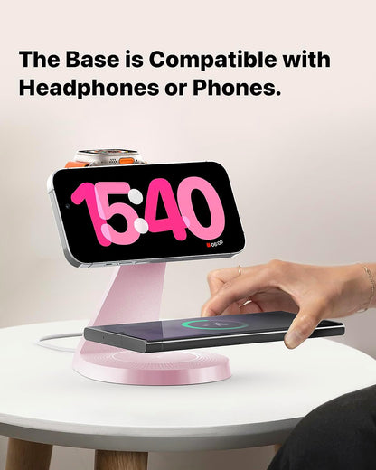 3 in 1 Charging Station for Apple Devices,Mag-Safe Charger Stand Fast Charging,Wireless Charger for iPhone 16/15/14/13/12 Series,& AirPods,& iWatch(USB-C Charger Included)