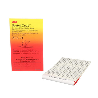 3M ScotchCode Pre-Printed Wire Marker Book SPB-03, Vinyl Coated, Black Printed Numbers (10) each 1–45, White Background Highlights Characters, 1 Book