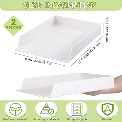 4 Pcs Stackable Desk Organizer Trays Rectangular Plastic Desk Holder Desktop Letter Tray File Organizer Paper, File, Magazine, Office Organization for Desktop