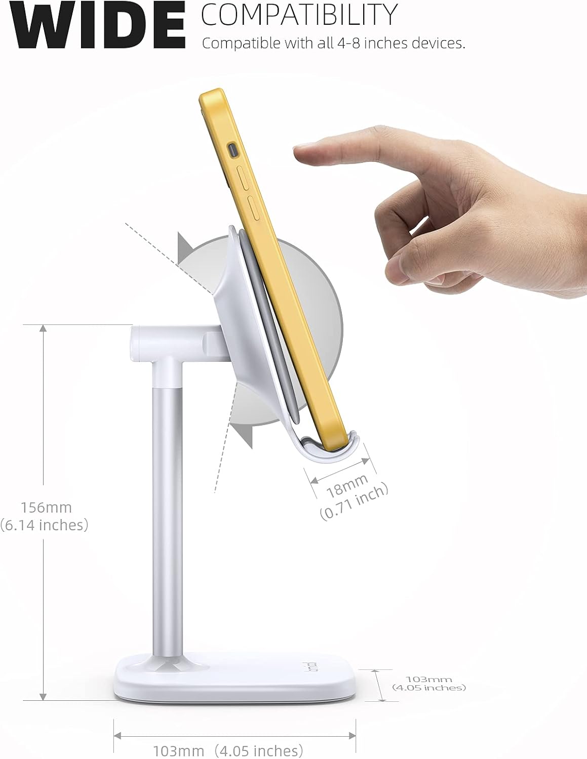 Lamicall Cell Phone Stand for Desk - Adjustable Mobile Phone Holder Dock for Table, Desktop, Office, Compatible with iPhone 13 12 11 X Xr Pro Max 8 7 6 Plus, Mini, More 4-10'' Cellphone and Tablets