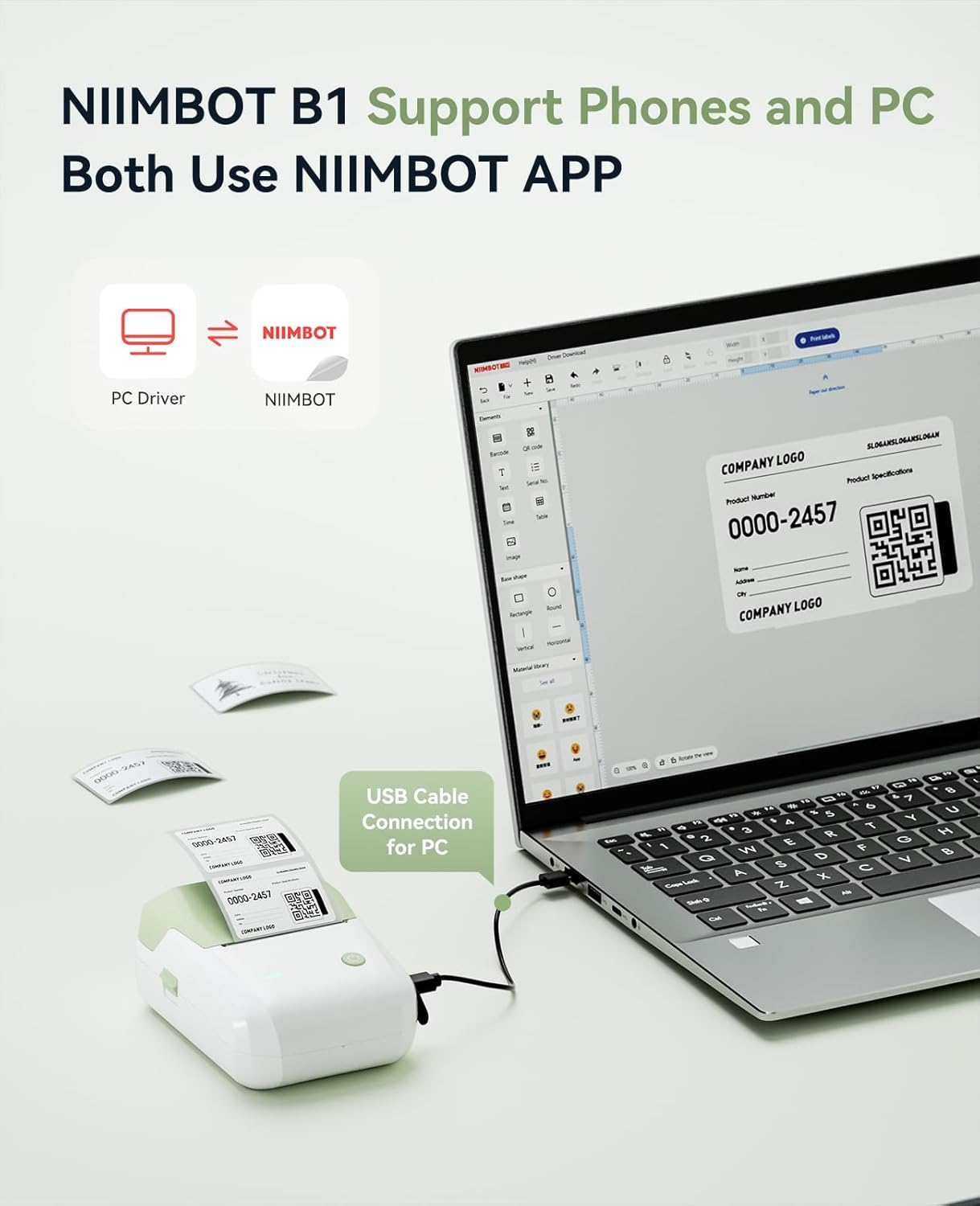 NIIMBOT B1 Label Maker Machine, Thermal Label Printer Easy to Use for Office, Home, Business, Came with 1 Roll White Label(Blue)
