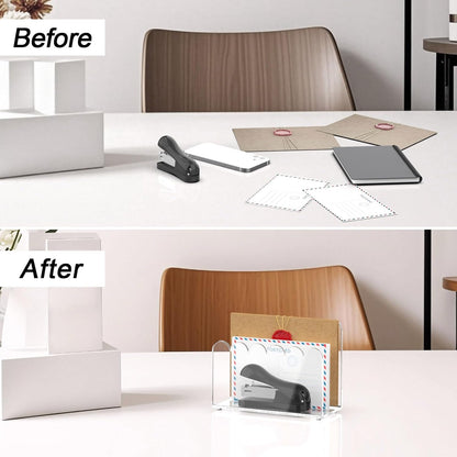 YAGELI 2 Pack 3-Slot Acrylic Mail Organizer for Desktop – Scalloped Clear Document Sorter, Vertical File Holder for Office/Home, Space-Saving Desk Organizer for Letters,Envelope,Bills,Stationery