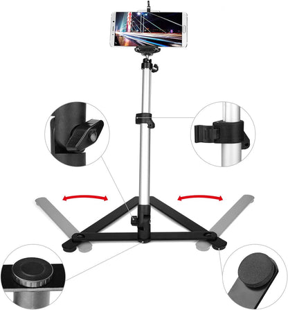Overhead Video Stand Phone Holder Articulating Arm Phone Mount Table Top ChromLives Scissor Boom Arm Articulating Phone Stand Tablet Phone Holder for Streaming Phone Baking Crafting
