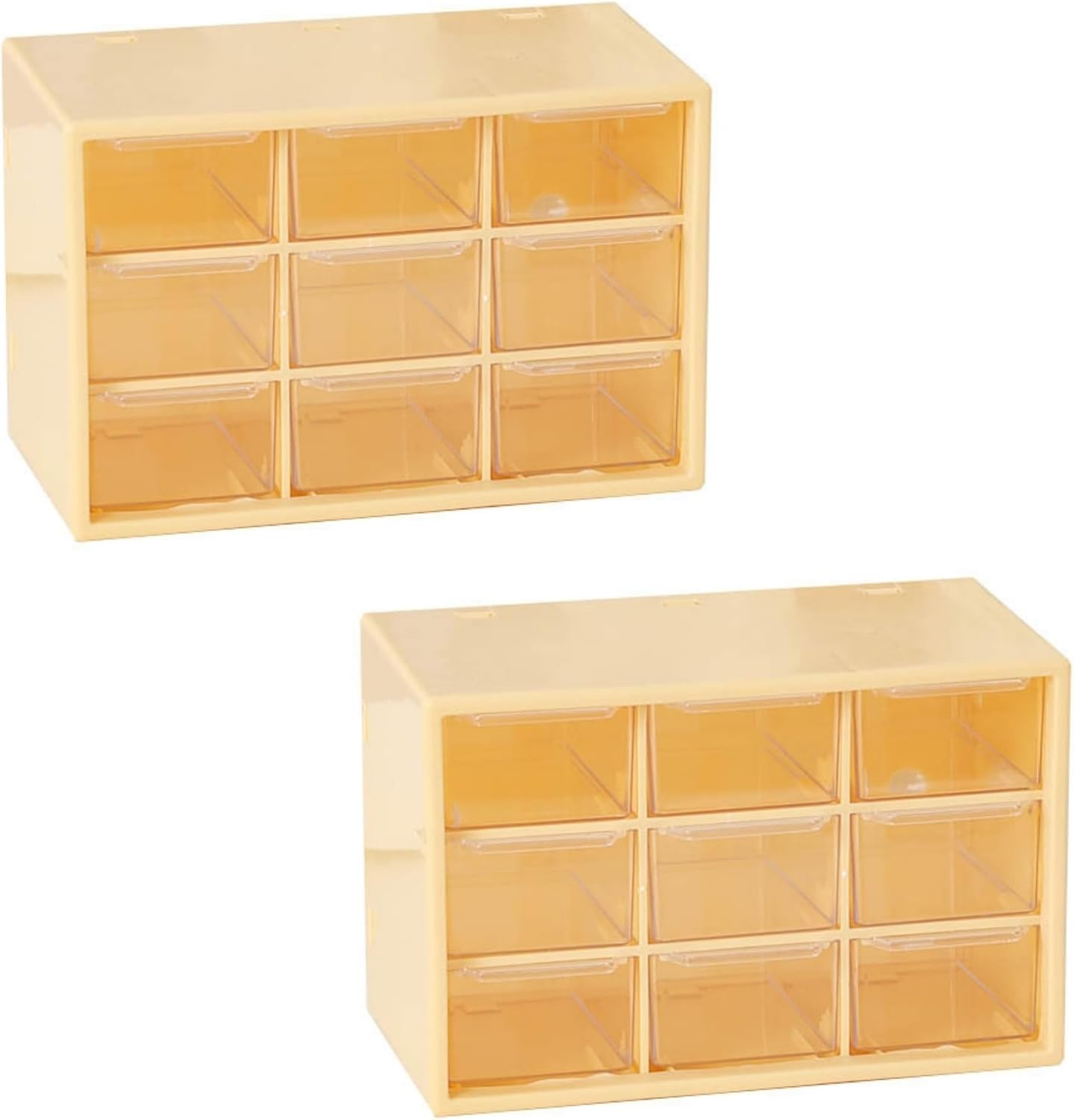 Feadily 4PCS Small Drawer Organizer for Desk, Desktop Drawer Organizer with 9 Clear Drawers, Plastic Desktop Storage Drawers 7.1 Inch x 3 .9 Inch x 4.7 Inch, White