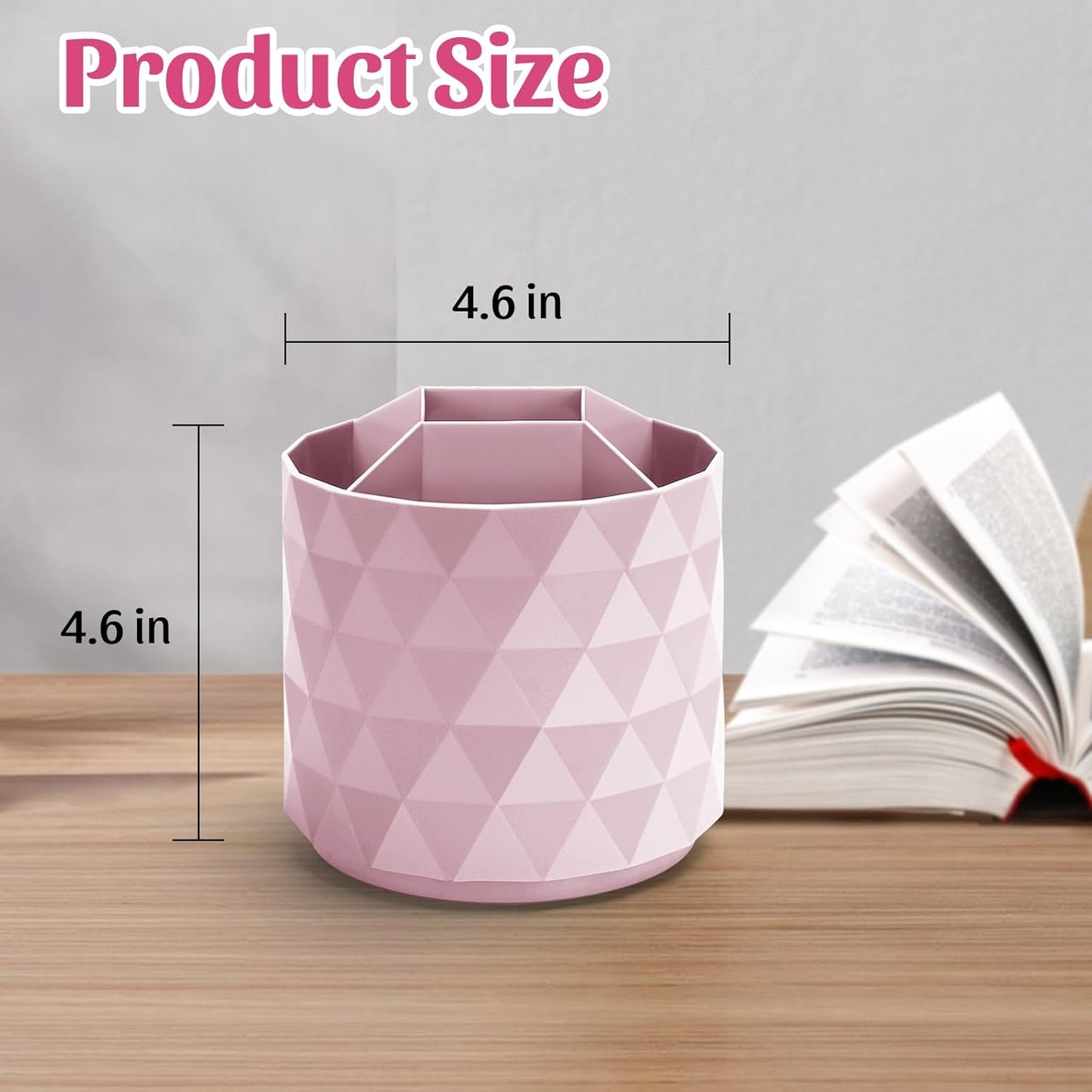 minimaliving Desk Organizer,Sparkling Diamond-like Pen Holder for Desk 360°Rotating Office Accessories,Pencil Cup with 5 Compartments Storage Box Caddy for Office,School,Home,Art Supply(White)
