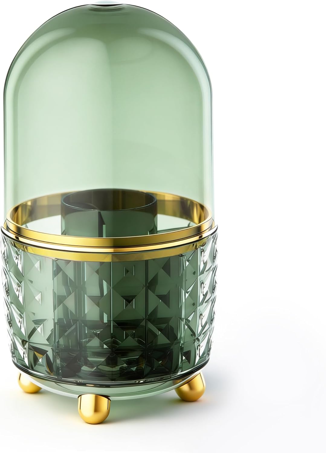 GOTOBA Dark Green Pen Pencil Holder for Desk, 360° Rotating Pen Organizer, Green Office Supplies, Cute Pen Holder, 6-Compartment Pencil Holder Rotating