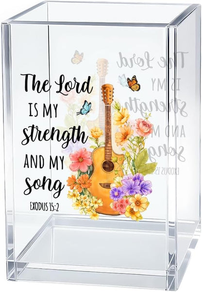 Just Breathe Acrylic Cosmetic Organizer Pen Holder, Anxiety Relaxing Acrylic Desk Holder Cup for Pen Pencil, Dandelion Desk Organizer, Mental Health Office Gifts for Coworker Leader Friend