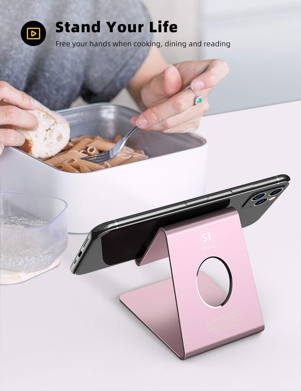 Lamicall Cell Phone Stand, Phone Dock: Cradle, Holder, Stand for Office Desk - Black