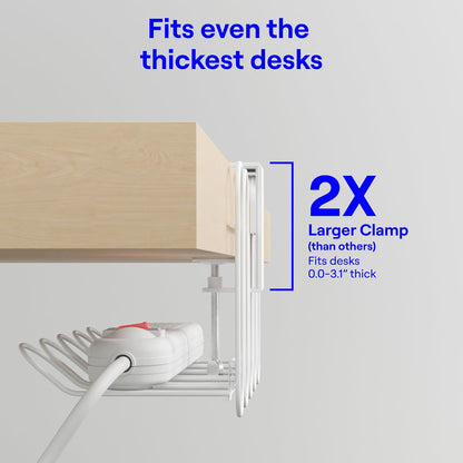 CarryUp Under Desk Cable Tray, No Drill Wire Management Clamp, Computer Cord Organizer, Cable Hider & Holder, Cord Keepers for Home Office Organization, Powder Coated Metal, Easy Install - Grey