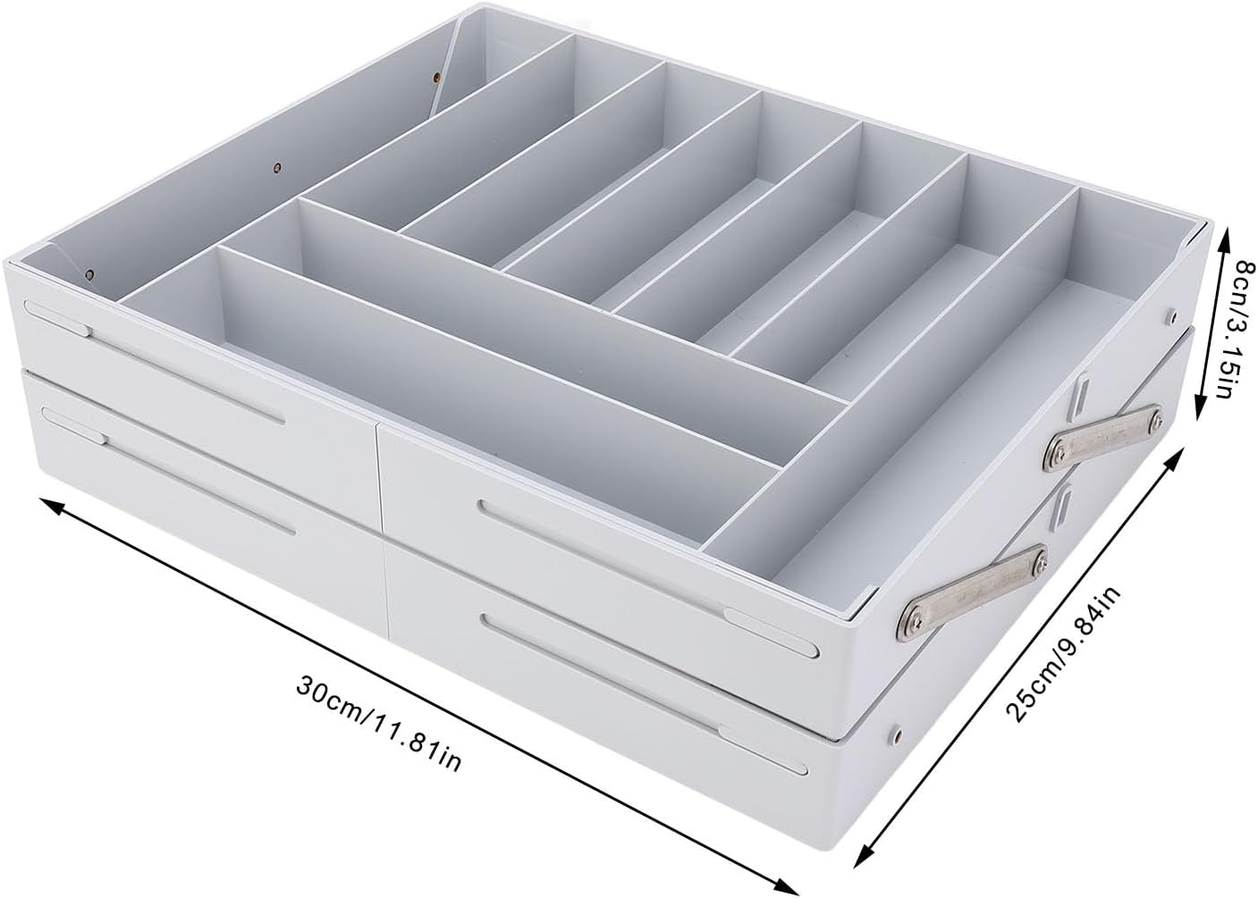 Extra Large and High Drawer Organizer, 2 Tier Smart Expandable Desk Organizer, Multi Level Junk Drawer Organizer for Makeup, Jewelry, Desk, Office Drawers (Gray)
