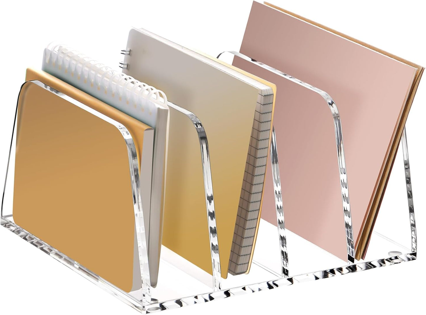 YUXUN Acrylic Mail Organizer for Desk, 2 Compartment Letter & Document Holder with Non-Slip Base, Small File Holders for Bills, Envelopes, Letters,Mails, Papers, Clear Office Supplies for School Home