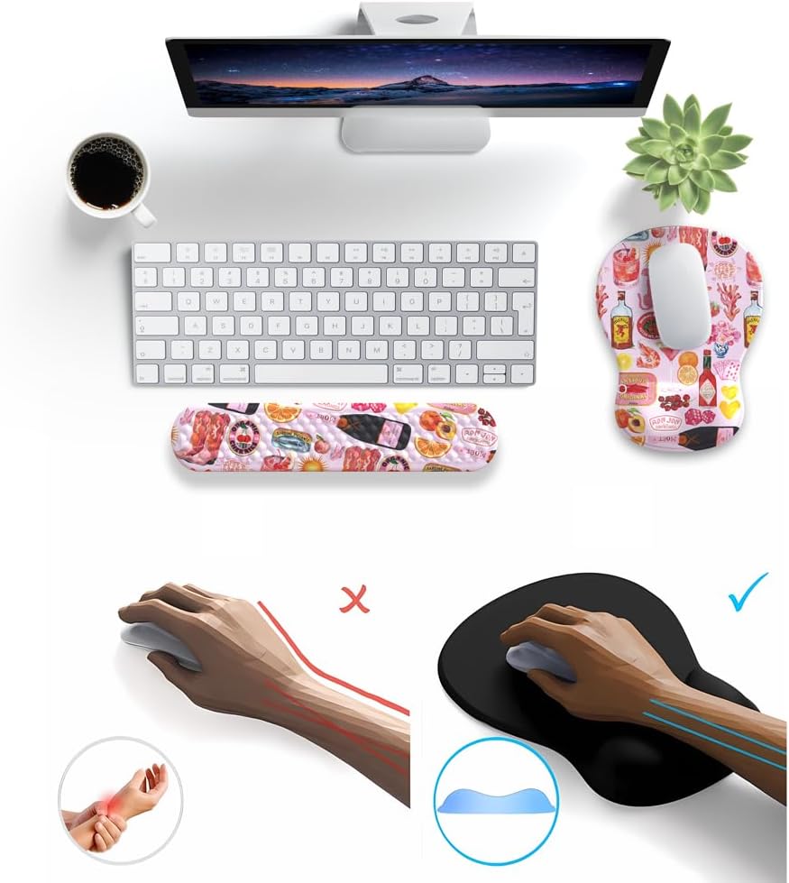 Ghost Book Mousepad with Wrist Rest Halloween Computer Keyboard Mouse Pad Black Cute, Mouse Pad with Wrist Rest for Computer Keyboard, 2 In1 Mousepad with Wrist Support Easy Typing&Relieve Wrist Pai