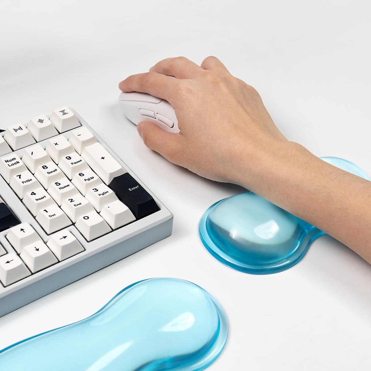 Clear Gel Wrist Rest for Keyboard and Mouse, Green Silicone Mouse Wrist Rest Set, Cute Ergonomic Wrist Rest for Keyboard 60%/75%(Green)