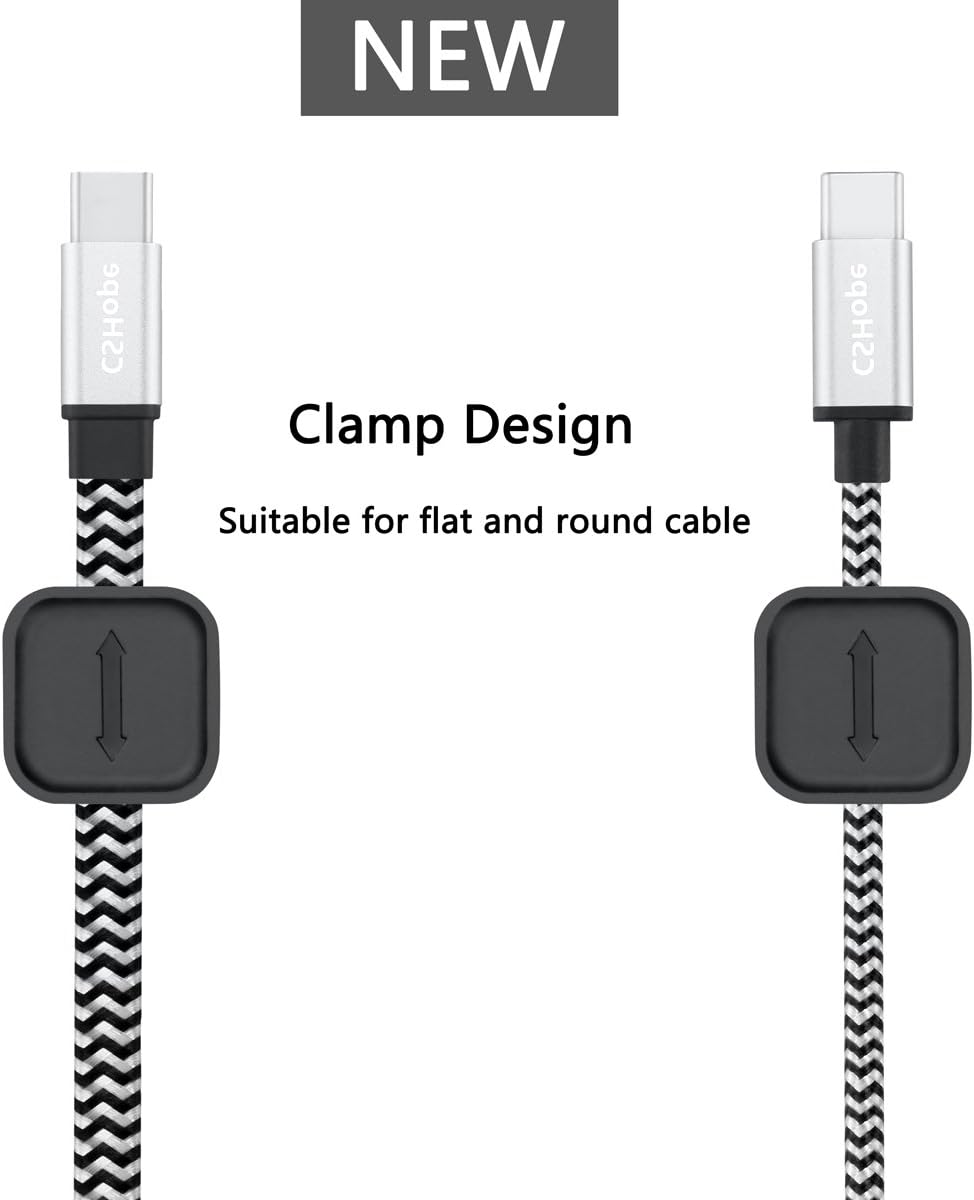 Magnetic Cable Organizer, Desktop Cable Holder Multipurpose with 8 Clips, Magnetic Cable Clips Organizer, Cord Management for All Wires (2 Pack, Black and White)