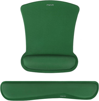 MOSISO Wrist Rest Support for Mouse Pad & Keyboard Set, Ergonomic Mousepad Non-Slip Base Home/Office Pain Relief & Easy Typing Cushion with Neoprene Cloth & Raised Memory Foam, Apricot