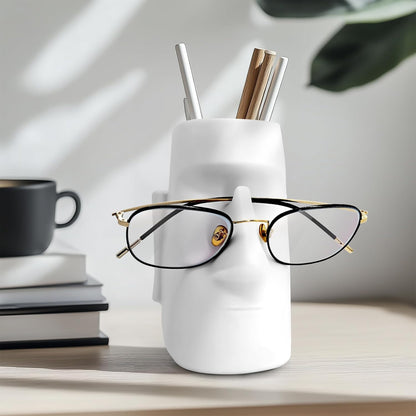 Multifunctional Handmade Eyeglass Holder and Pen Holder Desk Organizer for Office, Home Decor,Creative vase, Makeup Brush Storage (Black)