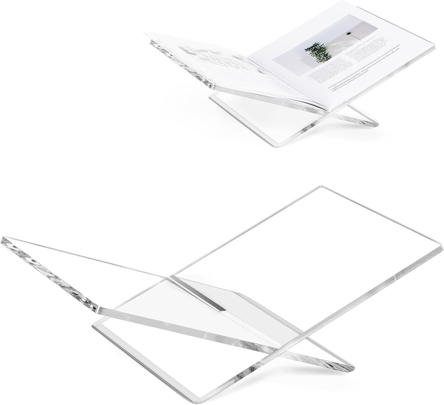 PUERSI Acrylic Book Stands for Display, 15.8 x 9.5 x 4.3 in Open Bookstand, Coffee Table Book Stand, Display Easel for Quran, Magazine, Art, Cook Book, Bible, Textbooks - Clear