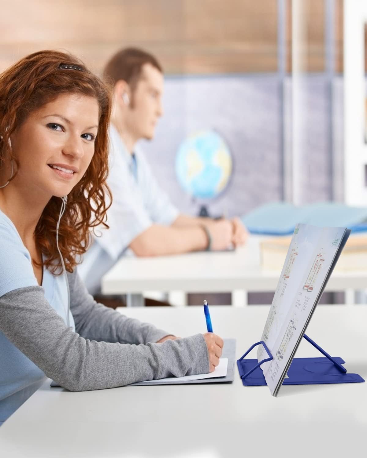 MSDADA Desk Book Stand Metal Reading Rest Book Holder Adjustable Cookbook Documents Holder for Recipes Textbooks Tablet Music Books, Mom Gifts, Gifts for Grandma Mom Mothers Day(Light Purple)